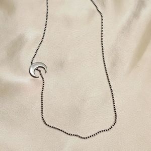 Crescent Moon, Silver mini-ball bead.